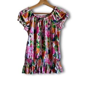 Candie's Girl's Multicolor Floral Peasant Top